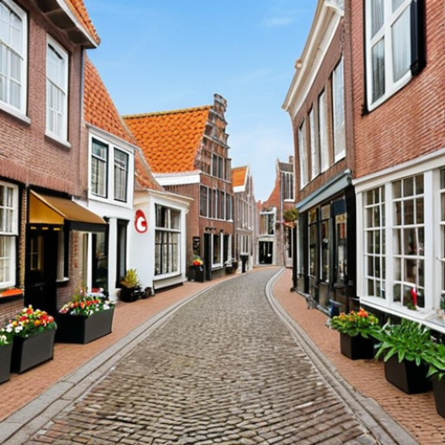 Home 4 **
A charming, narrow street in the historic Dutch fortified city of Heusden. Cobblestone pathway with old brick buildings lining the sides. Quaint shops with flower boxes adorn the windows. In the distance, a traditional bakery with an inviting entrance. A sense of discovery and old-world charm.
**